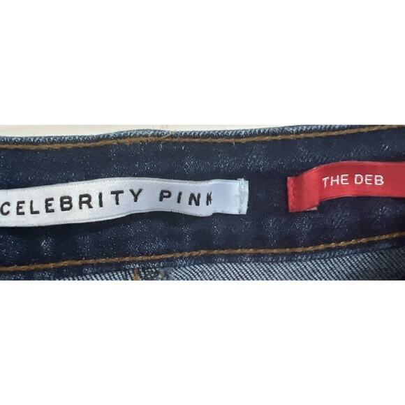 EUC Celebrity Pink Blue Distressed Cuffed Stretch The Deb Jean Denim Shorts 9/29 - Picture 2 of 5